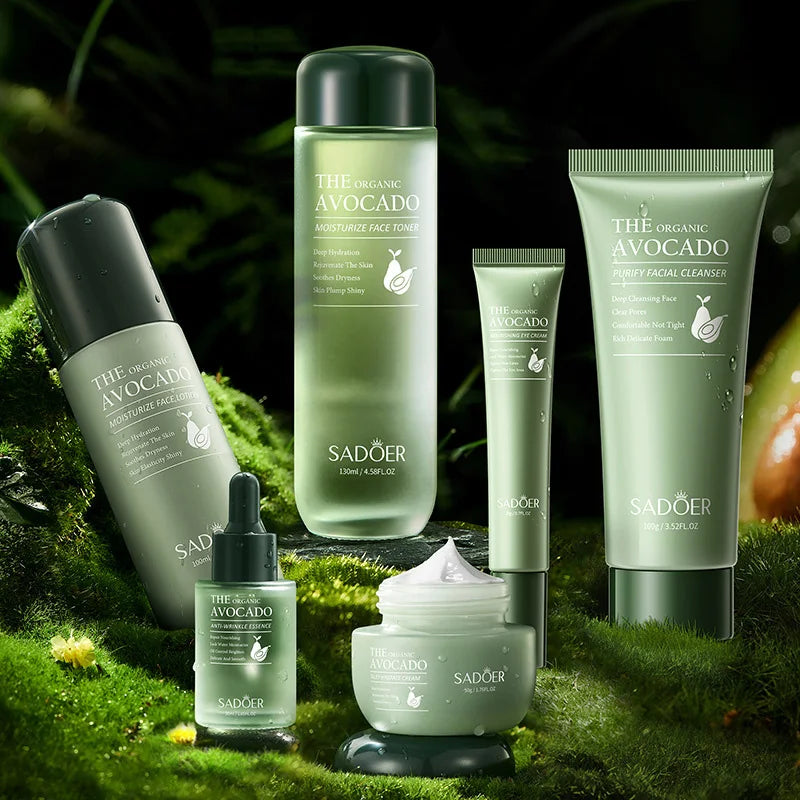 Avocado Anti-Wrinkle Skincare Set, 6-Piece Face & Eye Cream Kit
