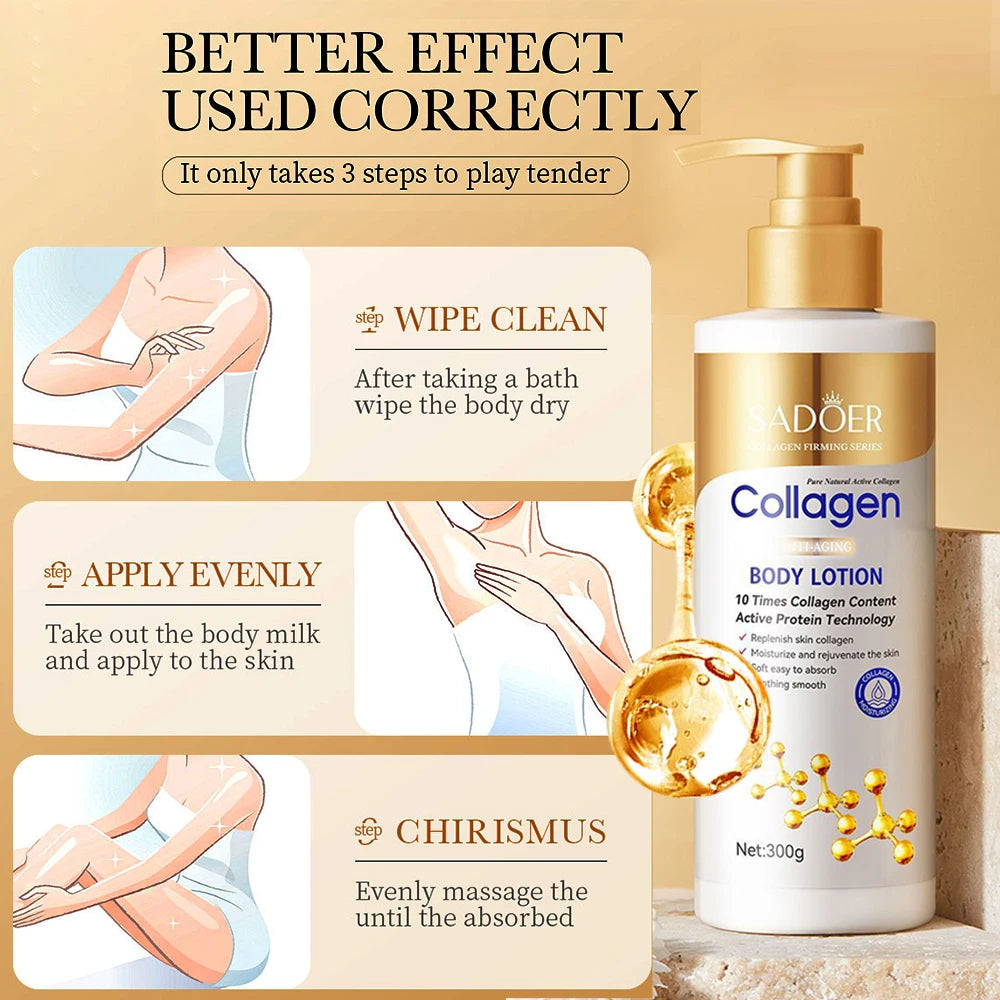 Collagen Firming Body Lotion, Anti-Aging Moisturizer for Dry Skin