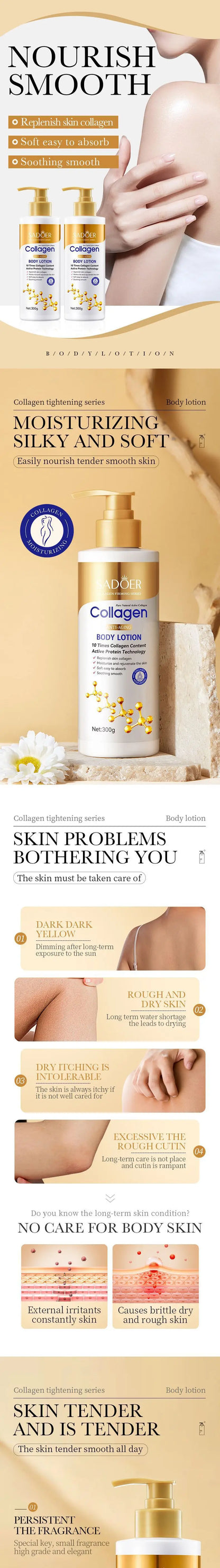 Collagen Firming Body Lotion, Anti-Aging Moisturizer for Dry Skin