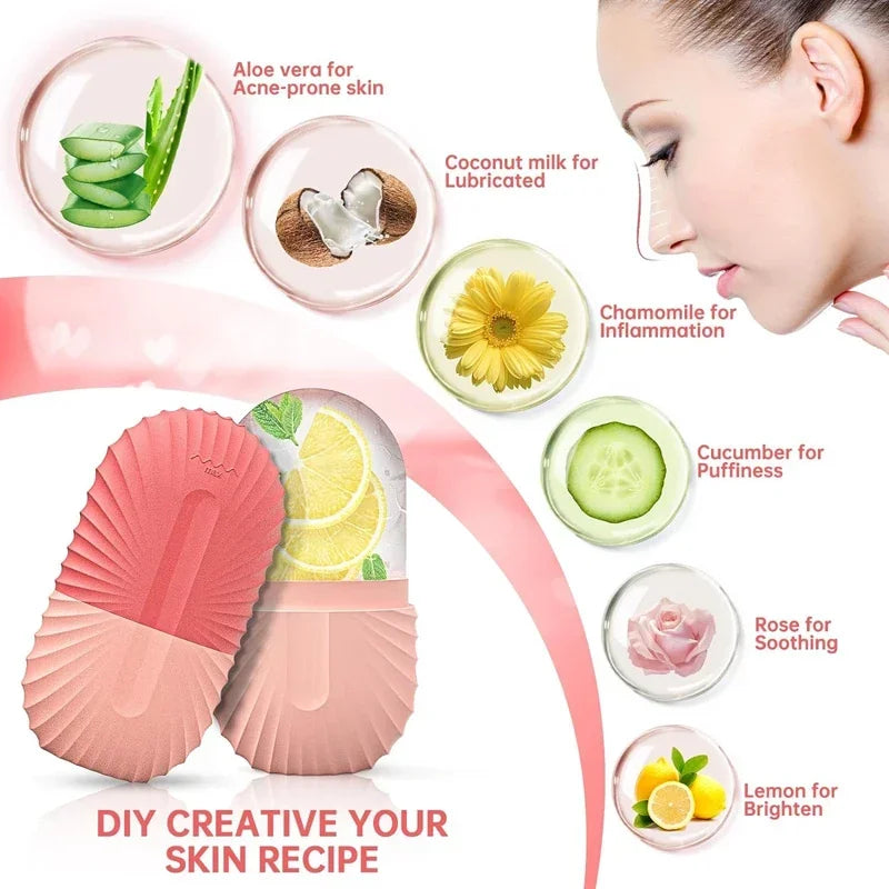 Ice Face Roller, Silicone Cooling Massage Tool for Puffiness & Pores