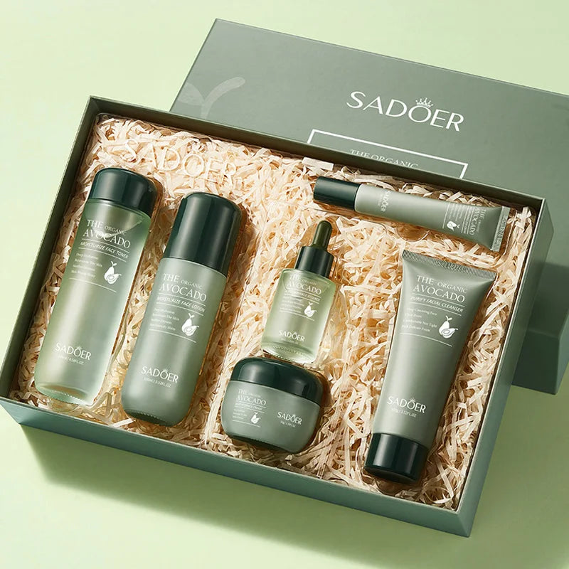 Avocado Anti-Wrinkle Skincare Set, 6-Piece Face &amp; Eye Cream Kit