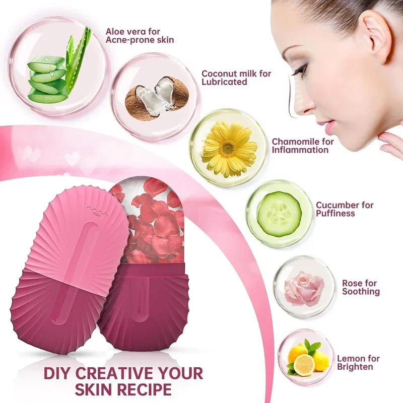 Ice Face Roller, Silicone Cooling Massage Tool for Puffiness & Pores