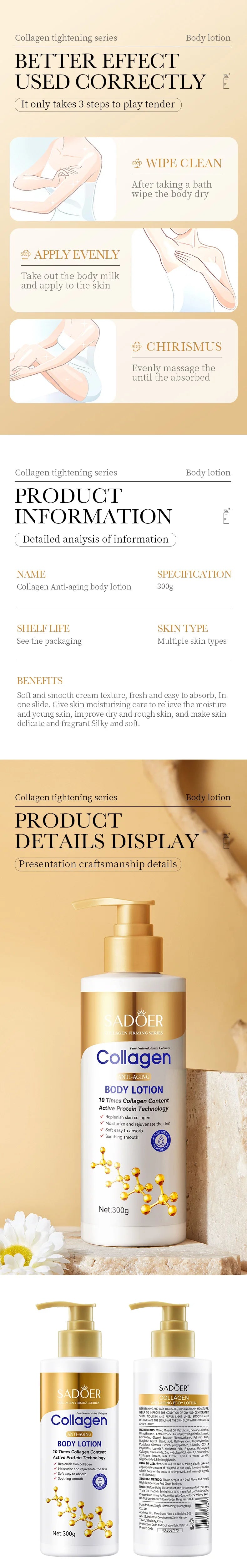 Collagen Firming Body Lotion, Anti-Aging Moisturizer for Dry Skin
