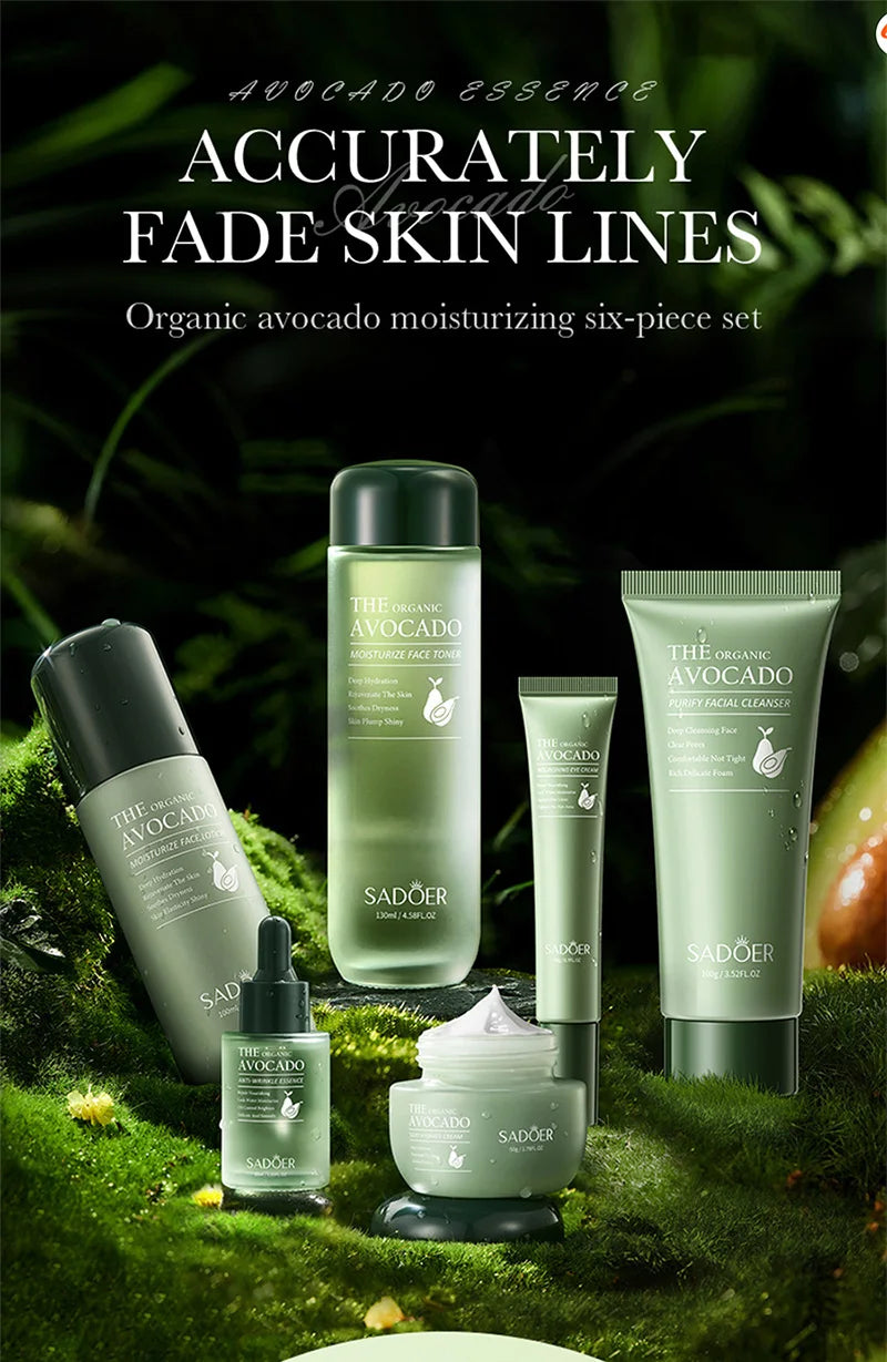 Avocado Anti-Wrinkle Skincare Set, 6-Piece Face &amp; Eye Cream Kit