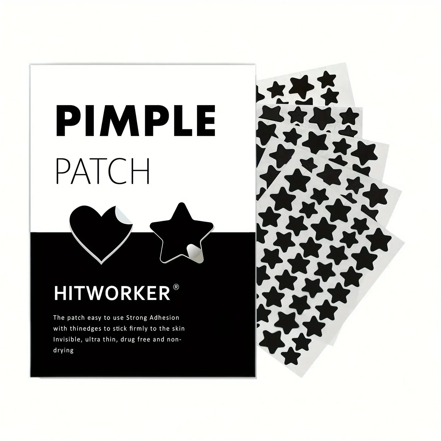 AlwaysR Black Heart Acne Patches – 200 Count Hydrocolloid Pimple Patches