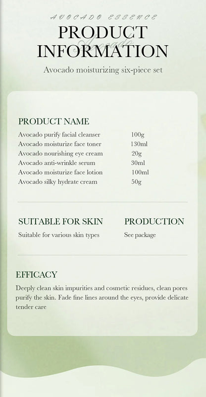 Avocado Anti-Wrinkle Skincare Set, 6-Piece Face &amp; Eye Cream Kit