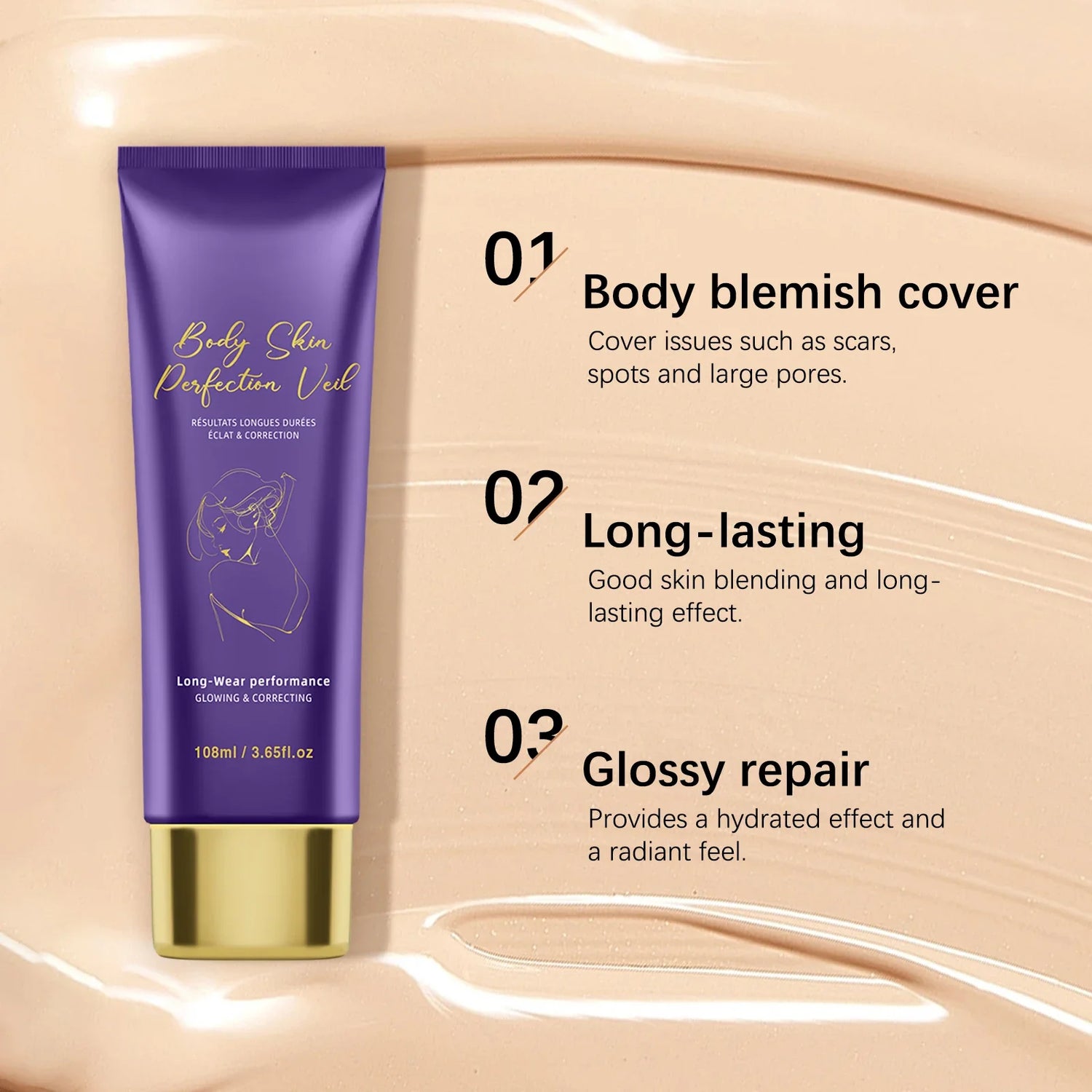 108ML Body Concealer&amp; Brush Set Makeup High Coverage Cover Scars/Spots/Pores/ Long Lasting Waterproof Foundation for Face Body