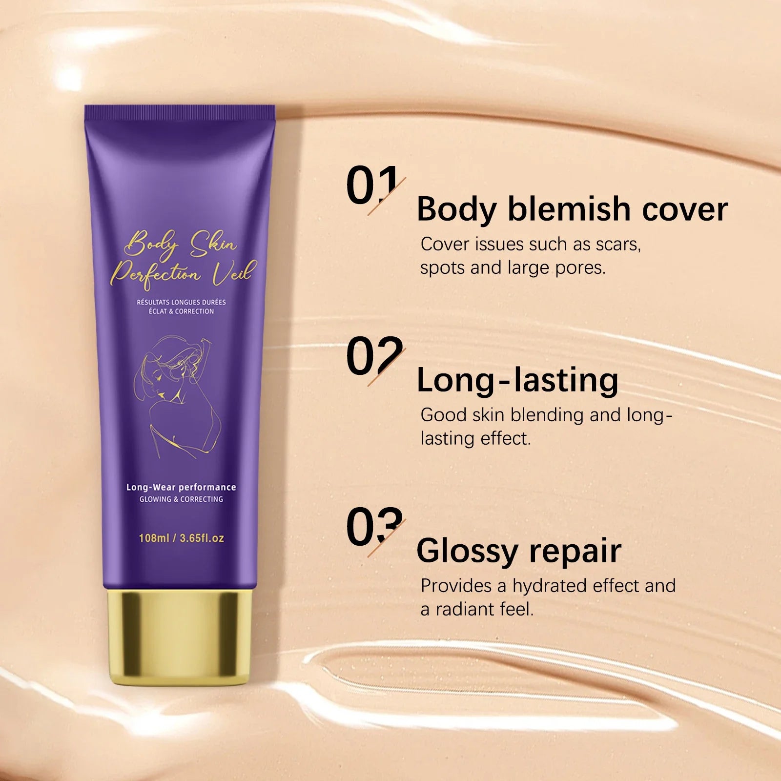 108ML Body Concealer&amp; Brush Set Makeup High Coverage Cover Scars/Spots/Pores/ Long Lasting Waterproof Foundation for Face Body