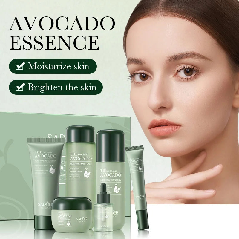 Avocado Anti-Wrinkle Skincare Set, 6-Piece Face & Eye Cream Kit