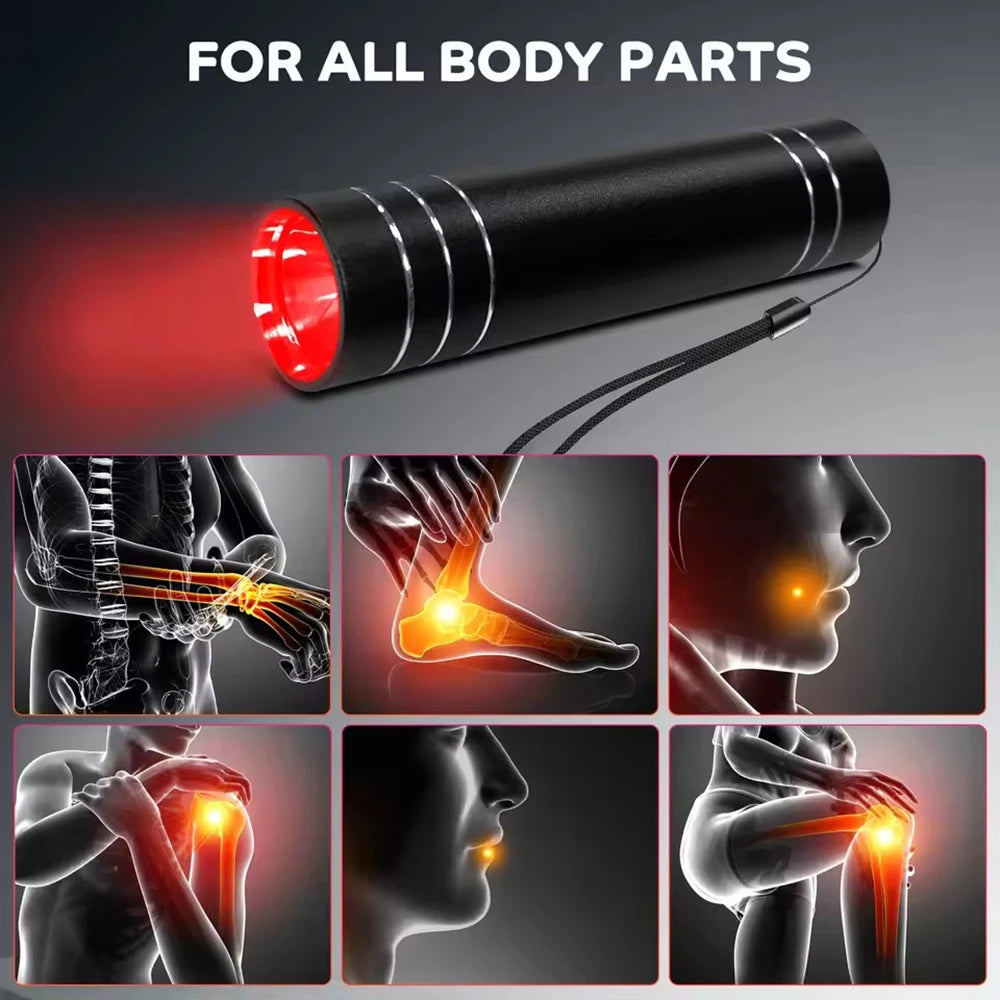 Red Light Therapy Lamp 660nm Red Light & 850nm Infrared Lamp Therapy Torch with Timer Portable LED Small Torch Body Pain Relief