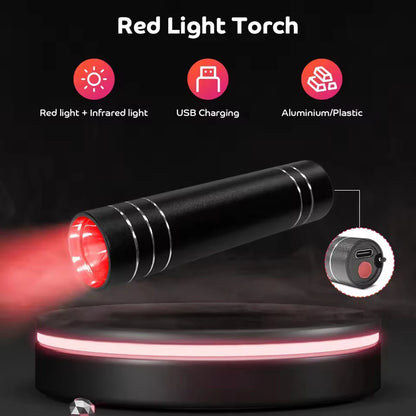 Red Light Therapy Lamp 660nm Red Light &amp; 850nm Infrared Lamp Therapy Torch with Timer Portable LED Small Torch Body Pain Relief