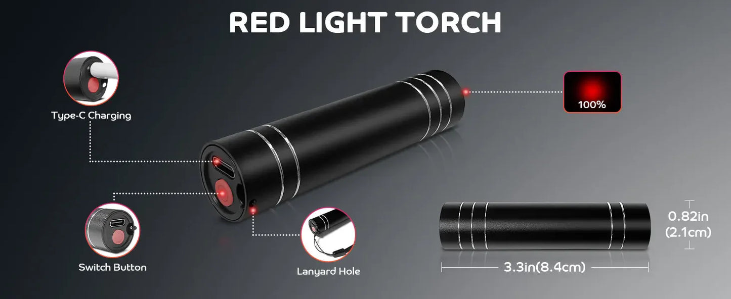 Red Light Therapy Lamp 660nm Red Light & 850nm Infrared Lamp Therapy Torch with Timer Portable LED Small Torch Body Pain Relief
